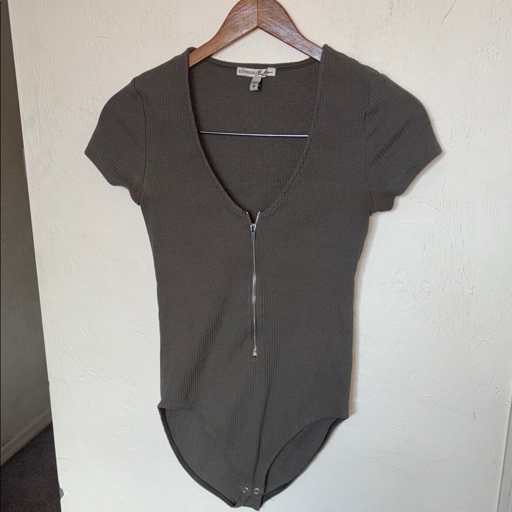 Express Olive Fitted Cap Sleeve Bodysuit